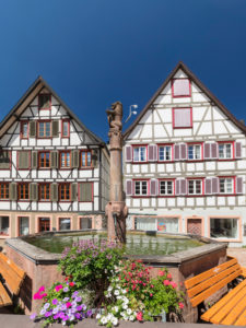 Fountain at the market square of Schiltach, Black Forest, Kinzigtal, Baden-Wurttemberg, Germany Fountain at the market square of Schiltach, Black Forest, Kinzigtal, Baden-Wurttemberg, Germany
